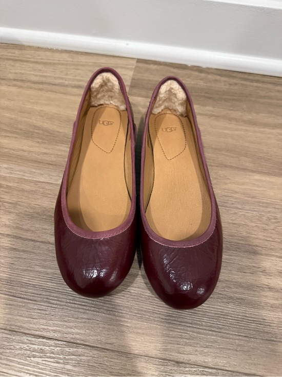 UGG Shoes - UGG Women's Wine Patent Ballet Flats with Shearling Collar